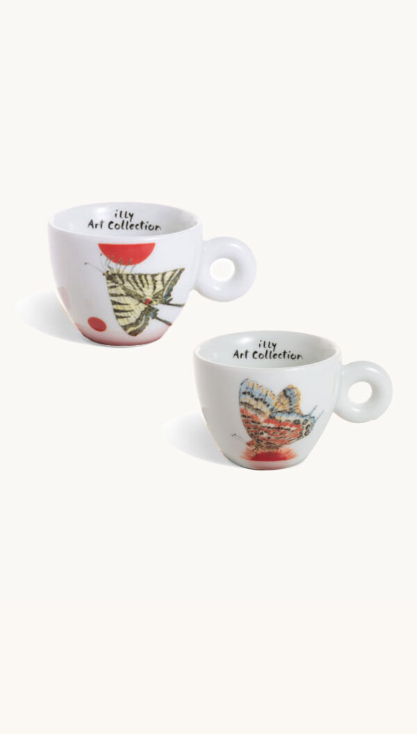 Illy Art Collection Kiki Smith Espresso Cup & White Saucer bar set of 2